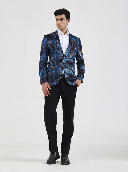 Blue Solid Regular Fit Blazer | JB Studio