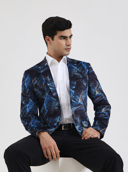 Blue Solid Regular Fit Blazer | JB Studio