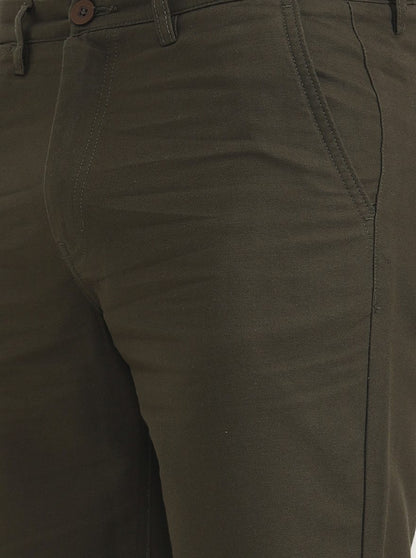 Olive Brown Solid Slim Fit Shorts | JadeBlue