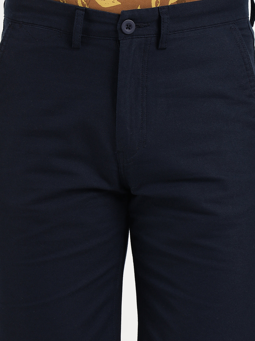 Navy Blue Solid Slim Fit Shorts | JadeBlue