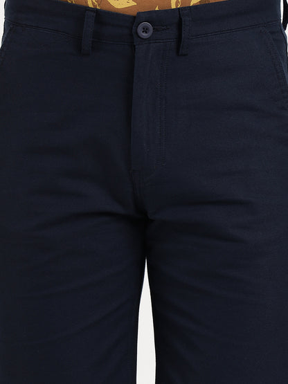 Navy Blue Solid Slim Fit Shorts | JadeBlue