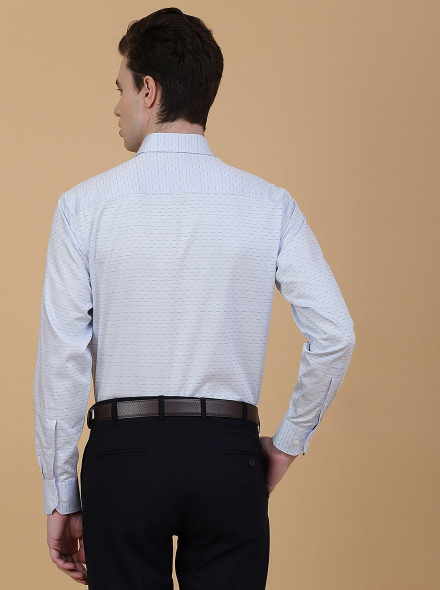 Light Blue Printed Regular Fit Formal Shirt | JadeBlue