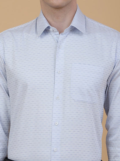 Light Blue Printed Regular Fit Formal Shirt | JadeBlue