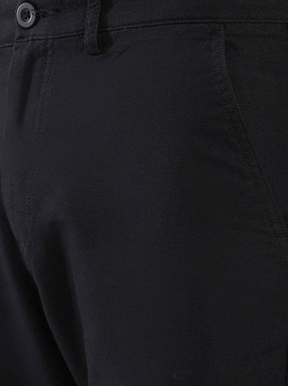 Black Solid Slim Fit Shorts | JadeBlue