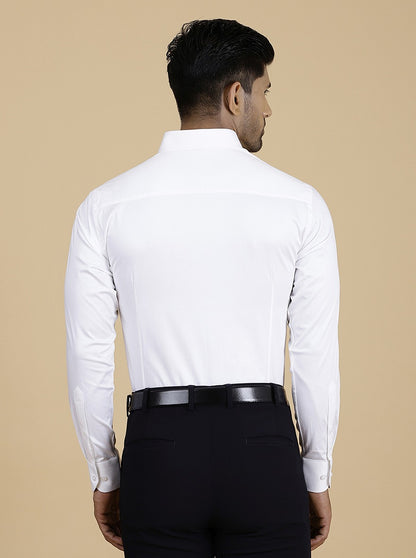 White Solid Slim Fit Formal Shirt | Metal