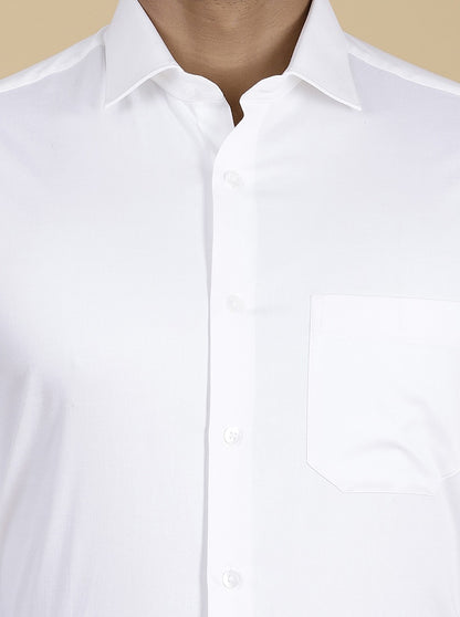 White Solid Slim Fit Formal Shirt | Metal
