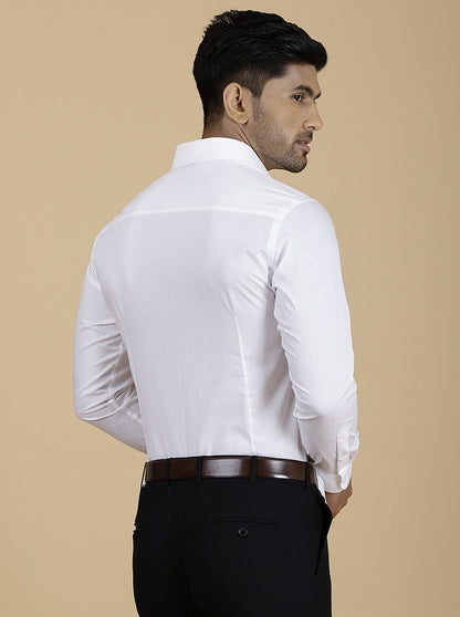 White Solid Slim Fit Formal Shirt | Metal