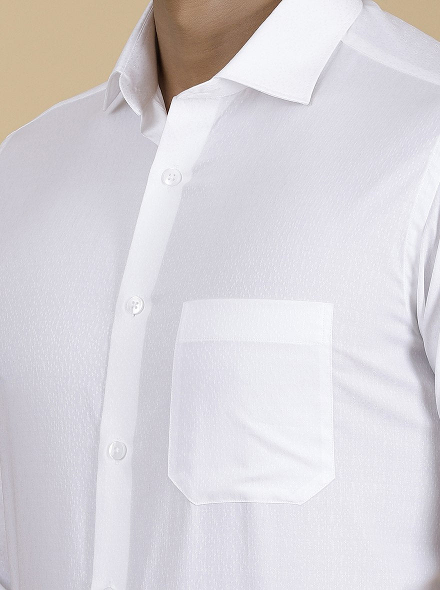 White Solid Slim Fit Formal Shirt | Metal