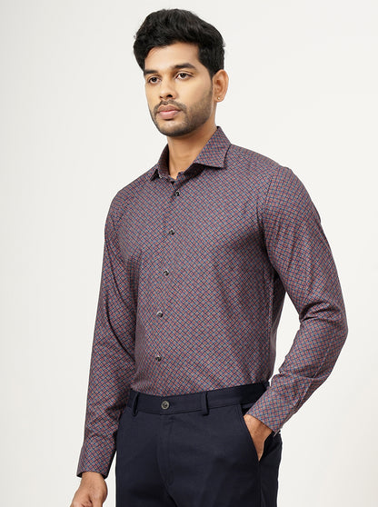 Maroon Printed Slim Fit Party Wear Shirt | JB Studio