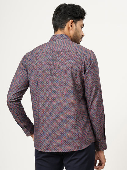 Maroon Printed Slim Fit Party Wear Shirt | JB Studio