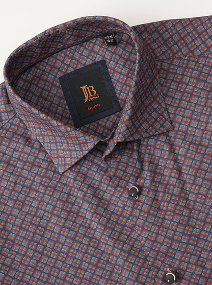 Maroon Printed Slim Fit Party Wear Shirt | JB Studio