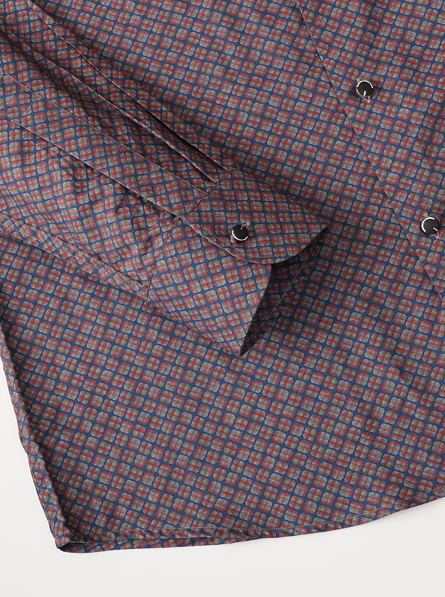 Maroon Printed Slim Fit Party Wear Shirt | JB Studio