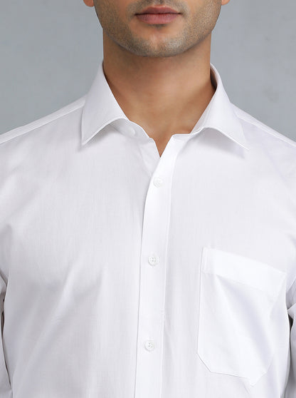 White Solid Regular Fit Formal Shirt | JadeBlue
