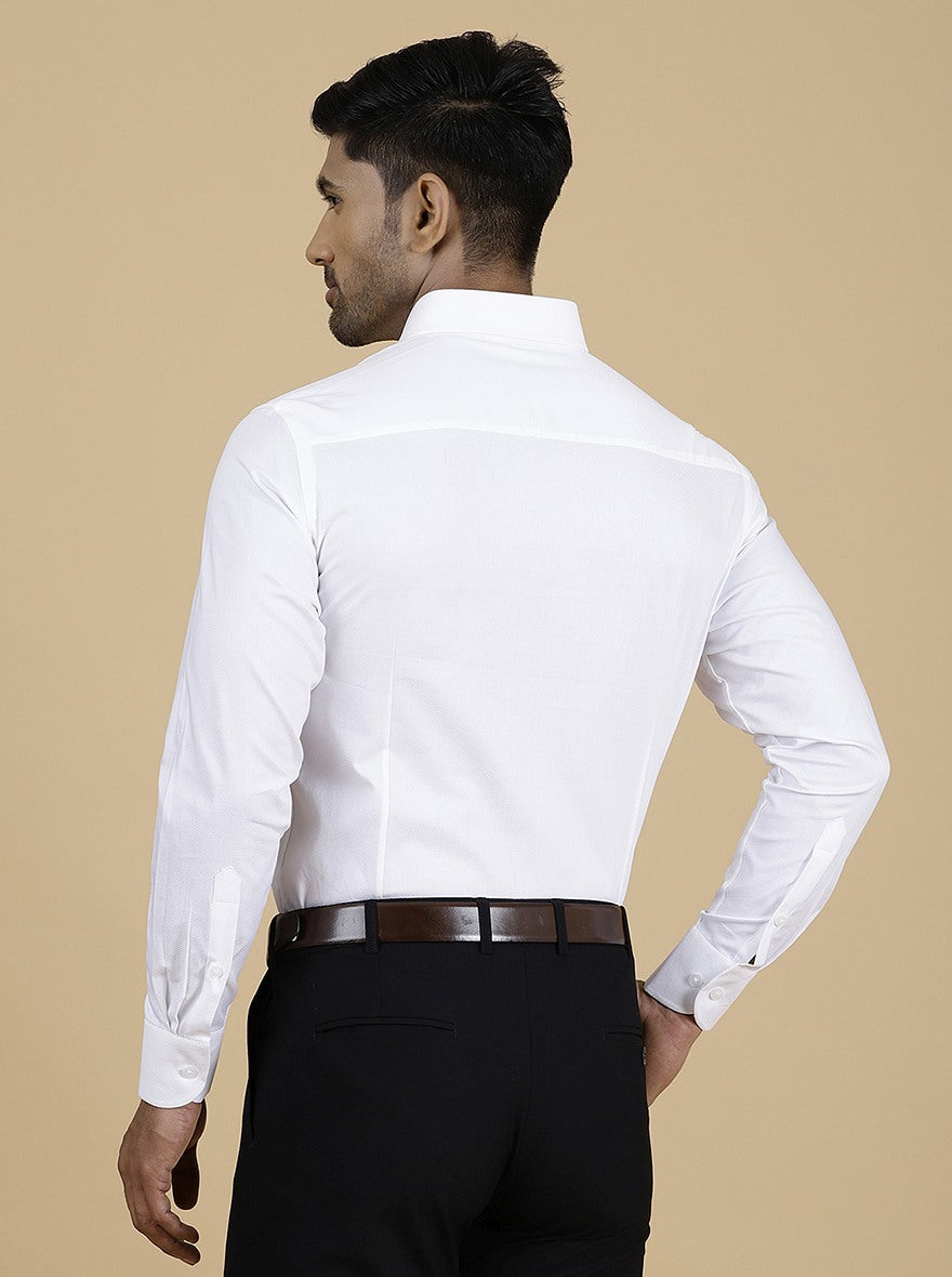 White Solid Slim Fit Formal Shirt | Metal