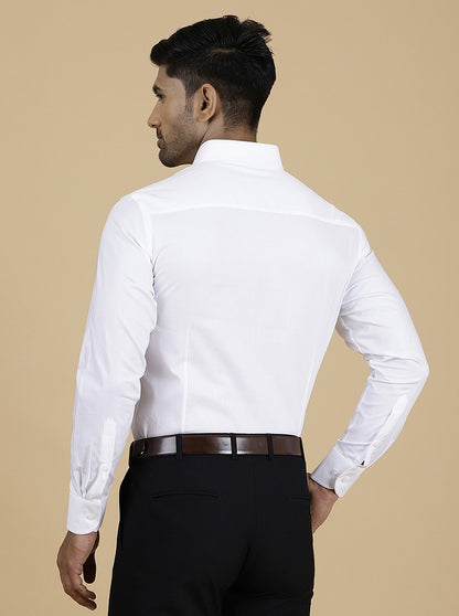 White Solid Slim Fit Formal Shirt | Metal