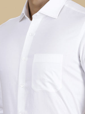 White Solid Slim Fit Formal Shirt | Metal