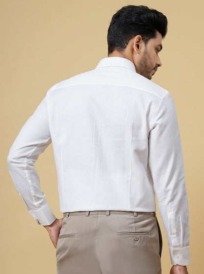White Solid Slim Fit Formal Shirt | Metal