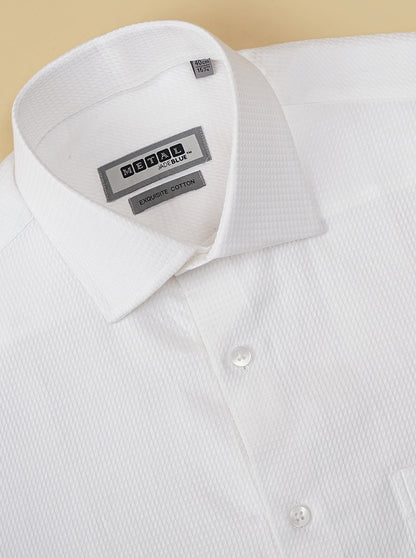 White Solid Slim Fit Formal Shirt | Metal