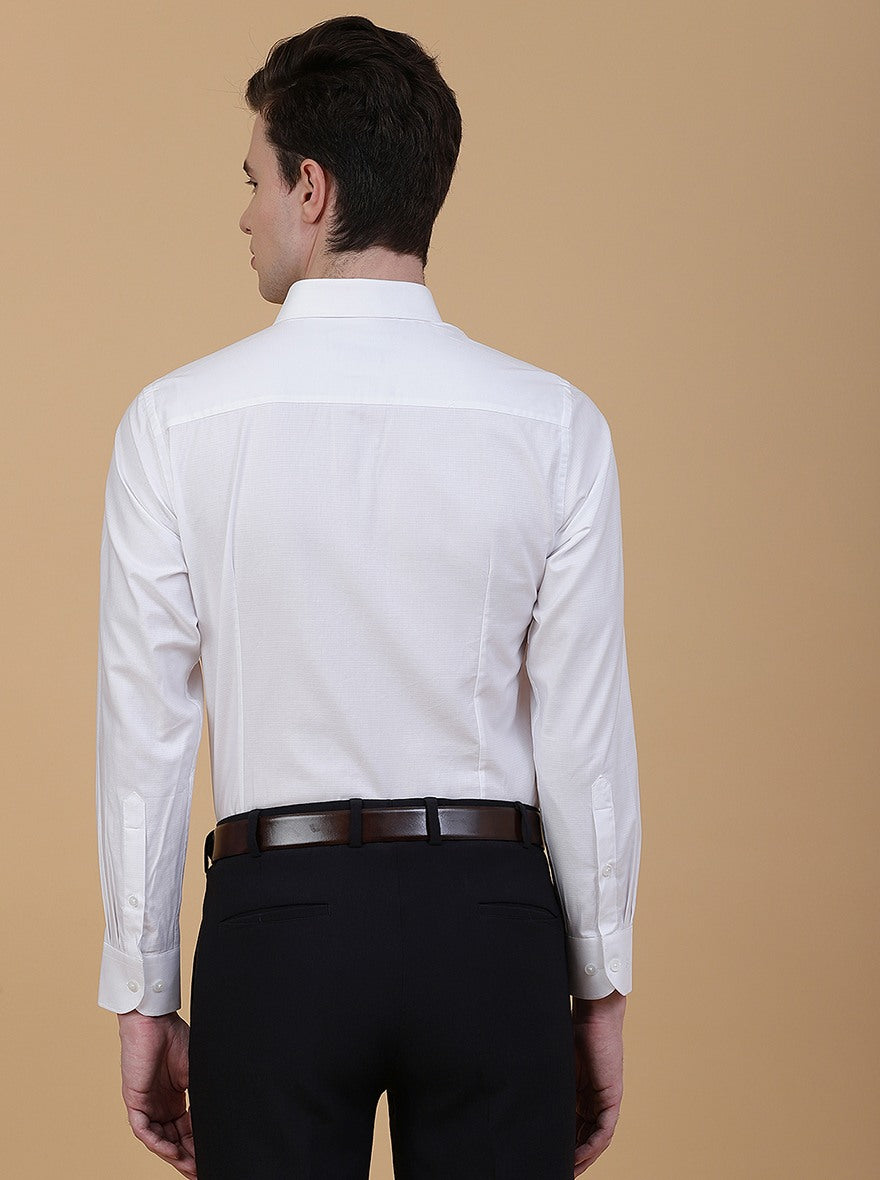 White Solid Slim Fit Formal Shirt | Metal