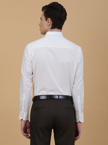 White Solid Slim Fit Formal Shirt | Metal