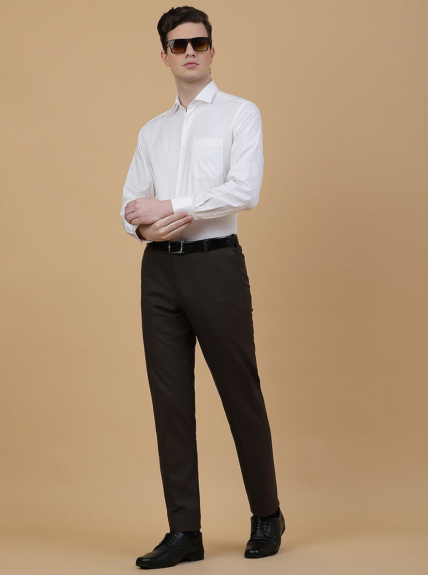 White Solid Slim Fit Formal Shirt | Metal