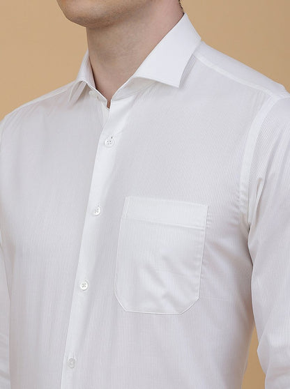 White Solid Slim Fit Formal Shirt | Metal