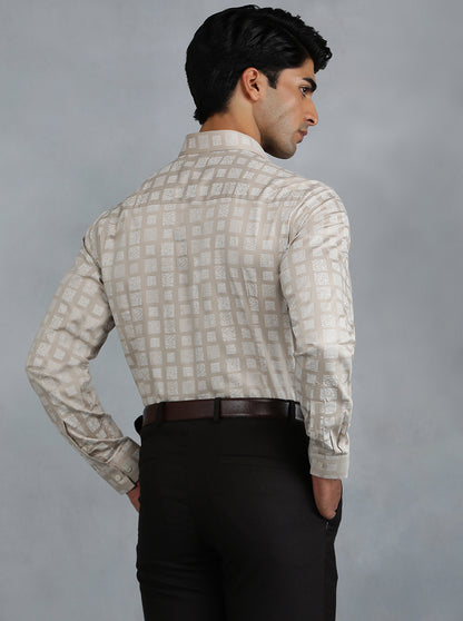 Golden Printed Slim Fit Party Wear Shirt | Greenfibre
