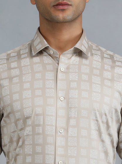 Golden Printed Slim Fit Party Wear Shirt | Greenfibre
