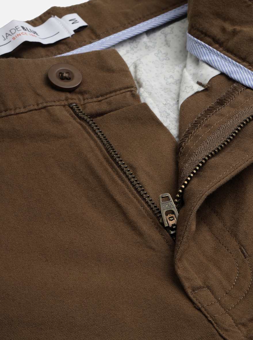 Brown Solid Slim Fit Shorts | JadeBlue