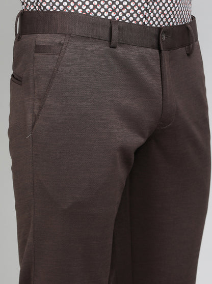Coffee Brown Solid Slim Fit Club Wear Trouser | Greenfibre