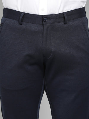 Navy Blue Solid Slim Fit Club Wear Trouser | Greenfibre