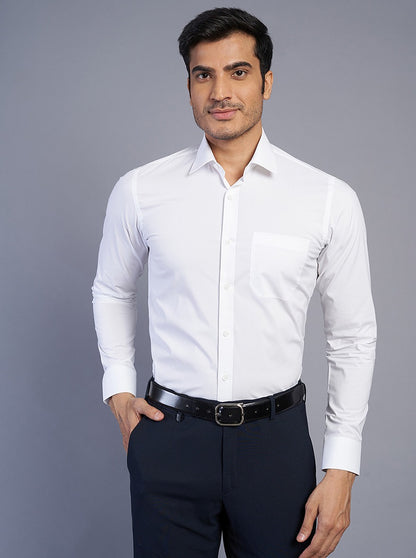 White Solid Slim Fit Formal Shirt | JadeBlue Youth