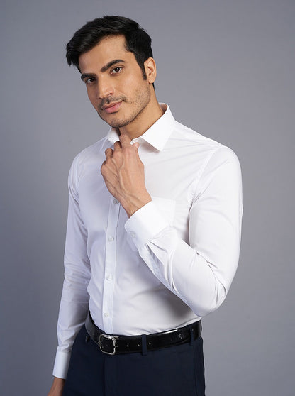 White Solid Slim Fit Formal Shirt | JadeBlue Youth
