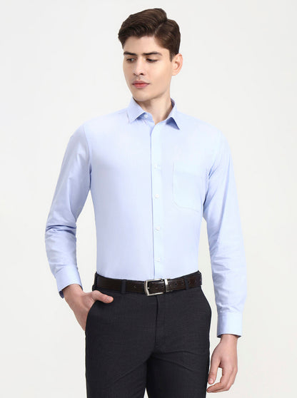 Blue Solid Regular Fit Formal Shirt | JadeBlue