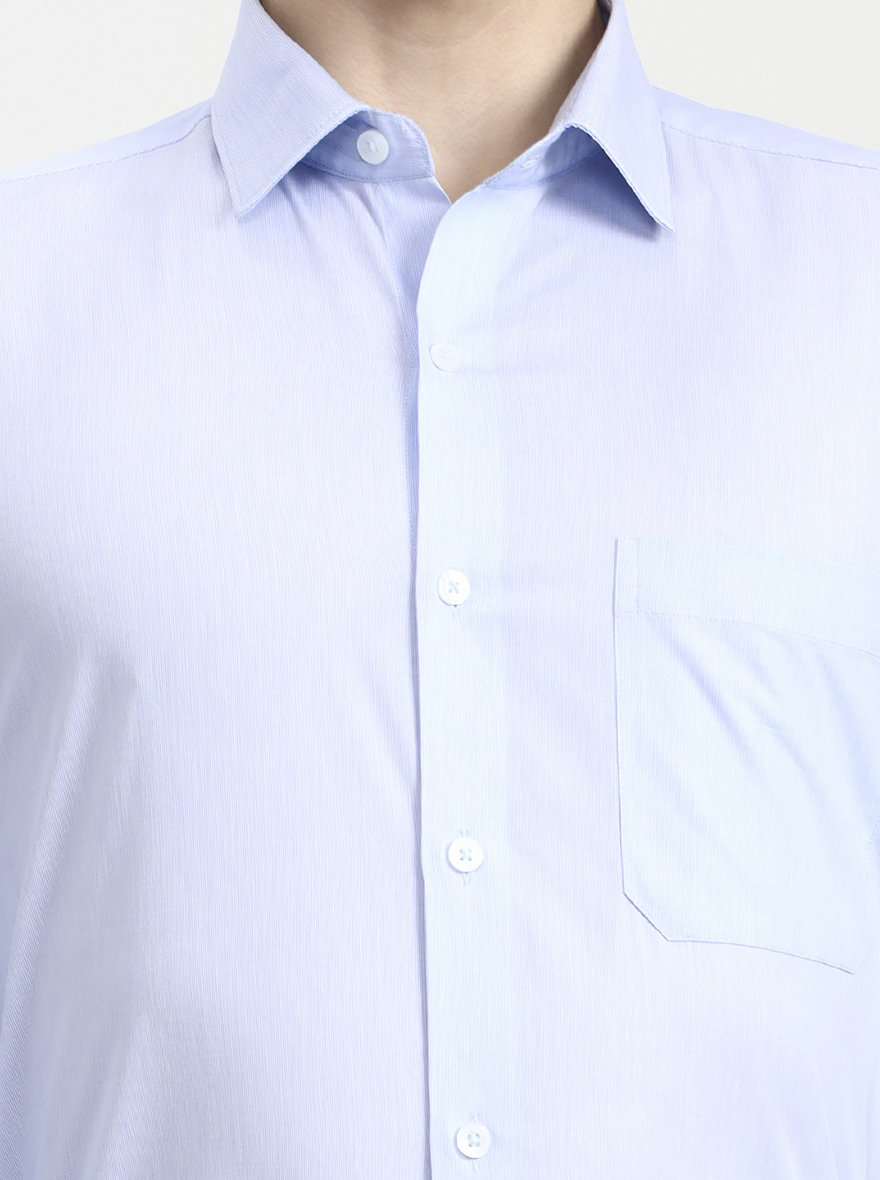 Blue Solid Regular Fit Formal Shirt | JadeBlue