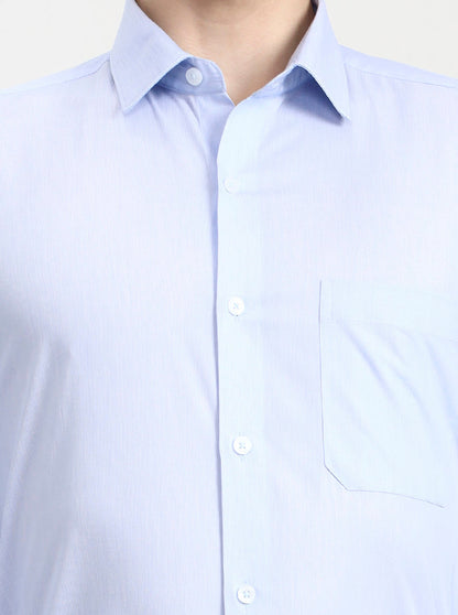 Blue Solid Regular Fit Formal Shirt | JadeBlue