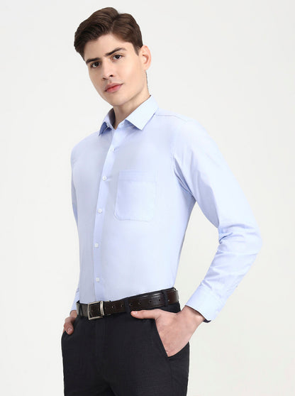 Blue Solid Regular Fit Formal Shirt | JadeBlue