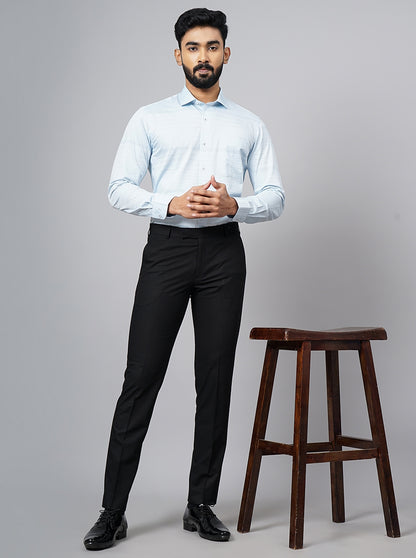 Black Solid Super Slim Fit Formal Trouser | JadeBlue