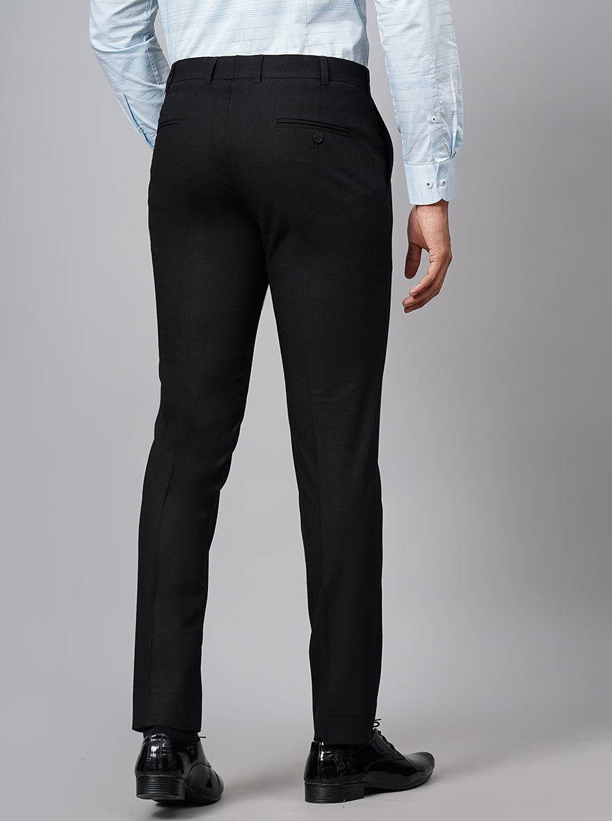 Black Solid Super Slim Fit Formal Trouser | JadeBlue