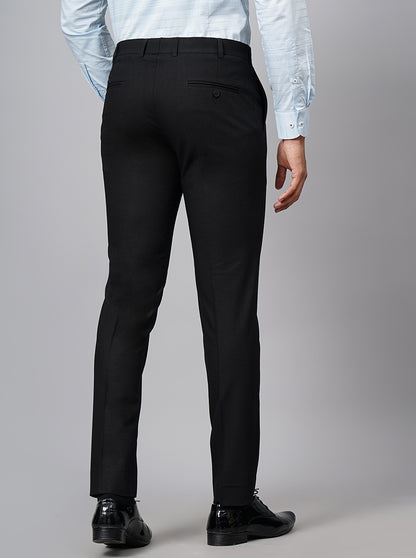Black Solid Super Slim Fit Formal Trouser | JadeBlue