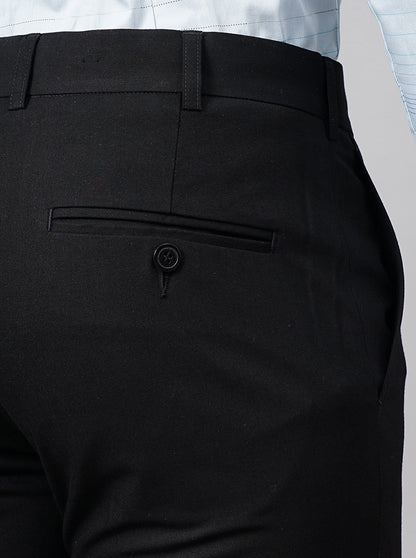 Black Solid Super Slim Fit Formal Trouser | JadeBlue