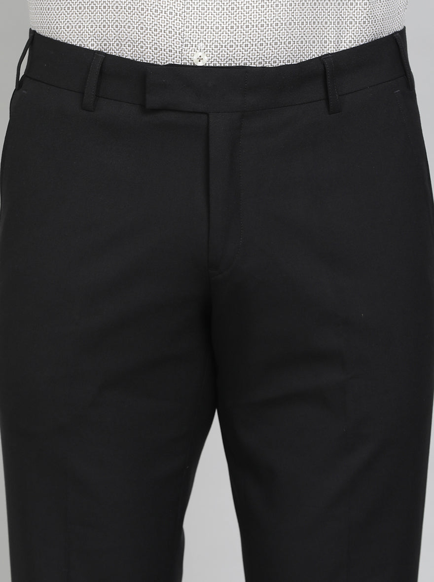 Black Solid Super Slim Fit Formal Trouser | JadeBlue