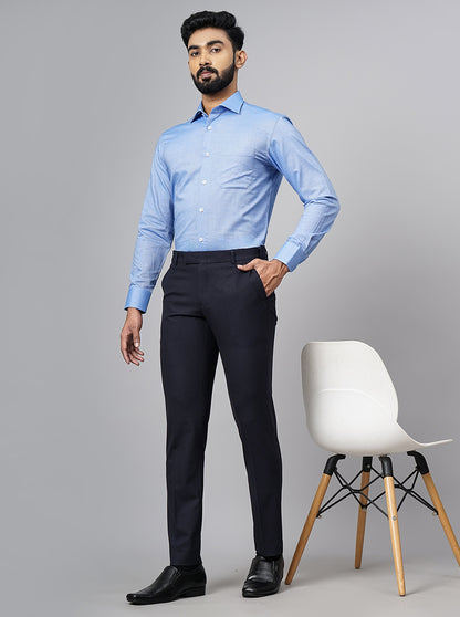 Navy Blue Solid Super Slim Fit Formal Trouser | JadeBlue Youth