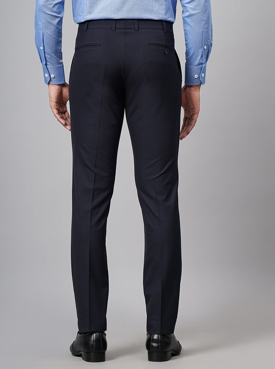 Navy Blue Solid Super Slim Fit Formal Trouser | JadeBlue Youth