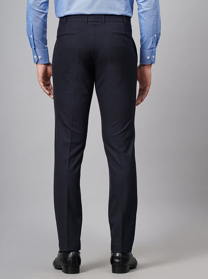 Navy Blue Solid Super Slim Fit Formal Trouser | JadeBlue Youth
