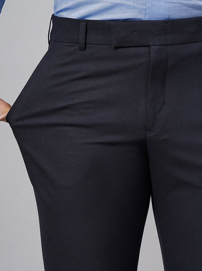 Navy Blue Solid Super Slim Fit Formal Trouser | JadeBlue Youth