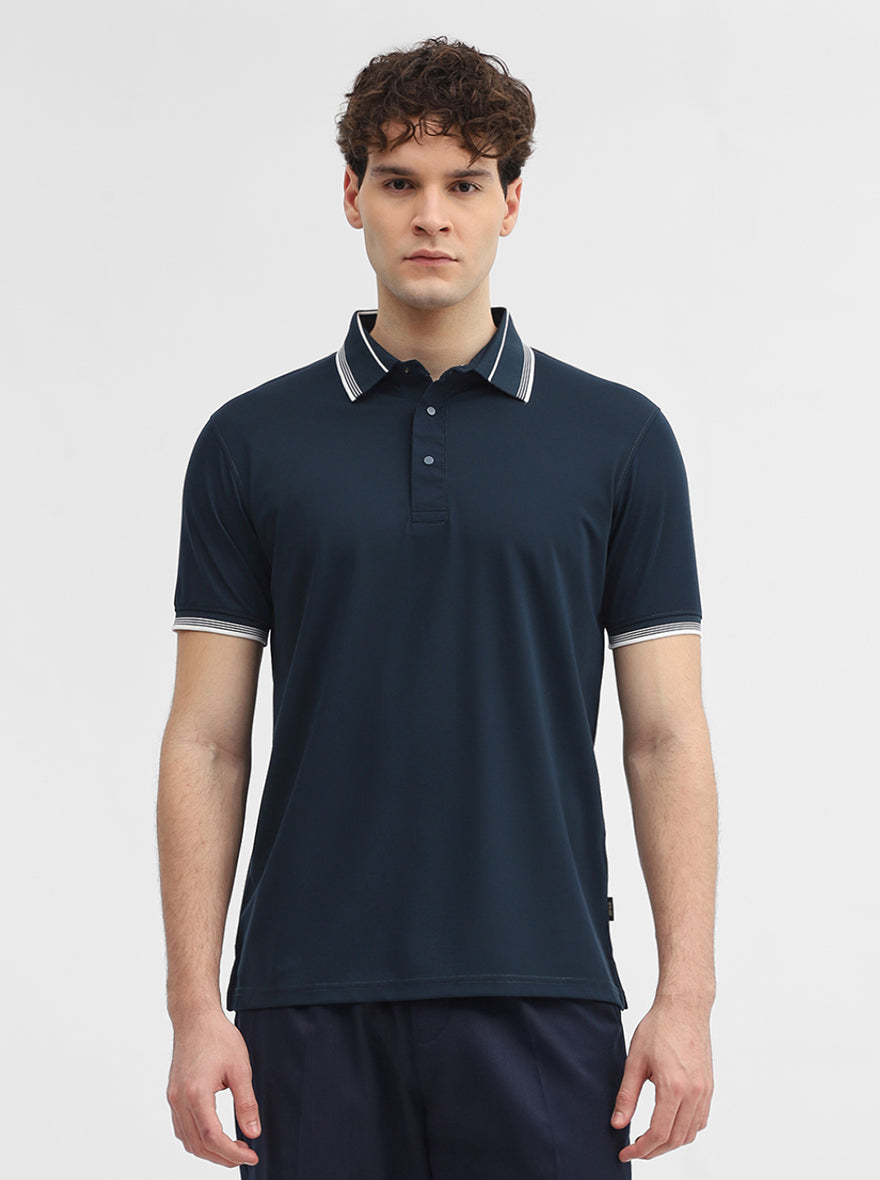 Teal Solid Slim Fit Polo T-Shirt | JadeBlue