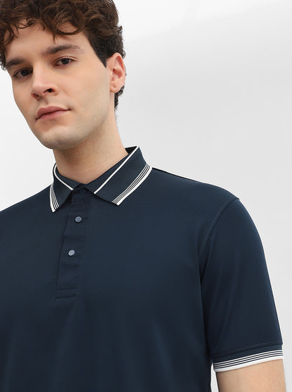 Teal Solid Slim Fit Polo T-Shirt | JadeBlue