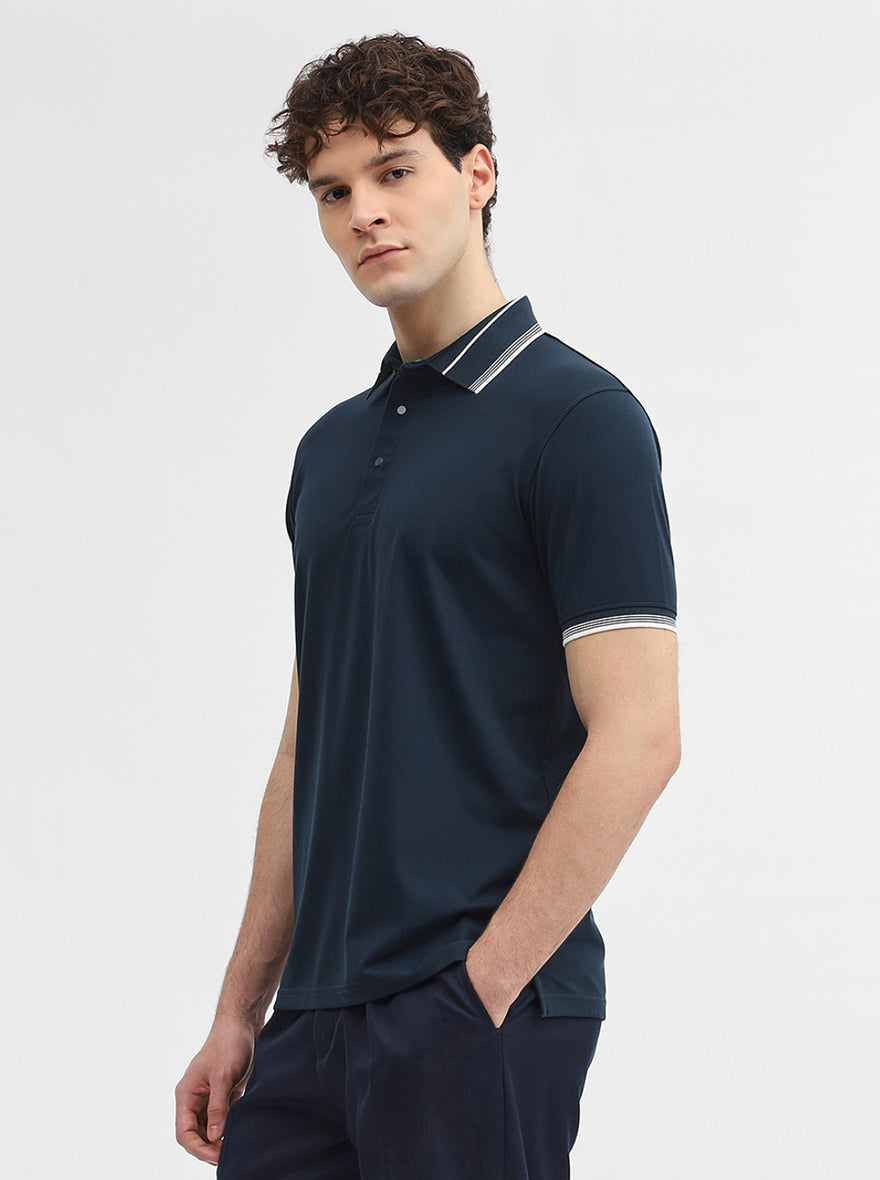 Teal Solid Slim Fit Polo T-Shirt | JadeBlue