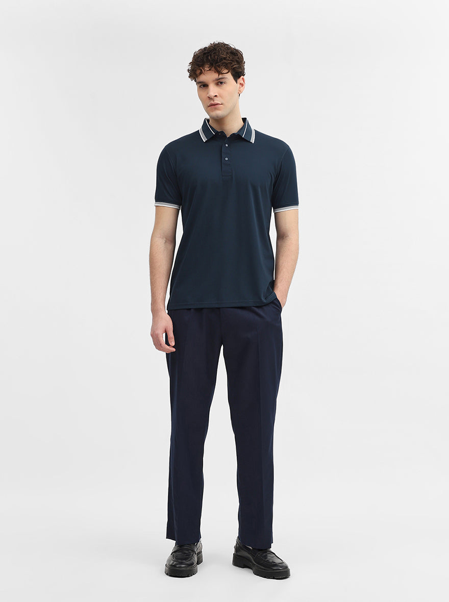 Teal Solid Slim Fit Polo T-Shirt | JadeBlue